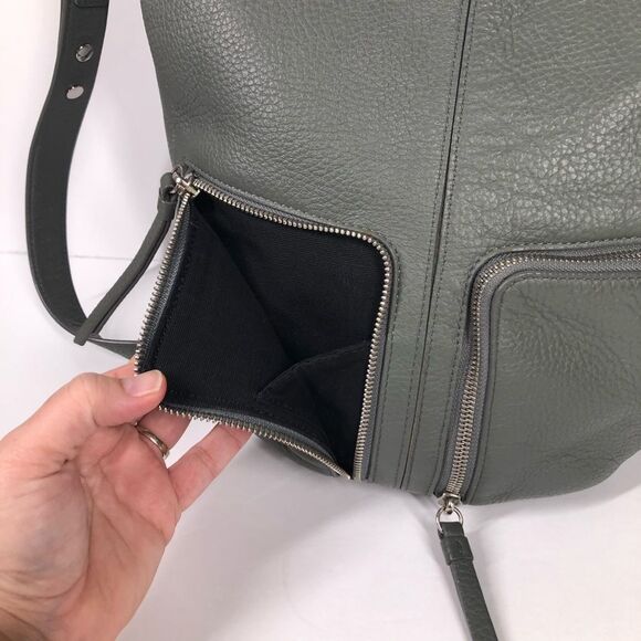 AllSaints Fetch Lea Backpack Handbag Mink Grey Leather Purse Bag OS - Picture 2 of 15